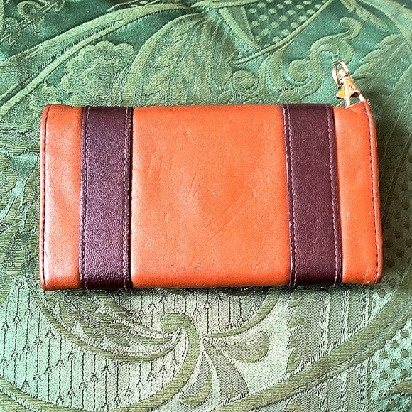 Harry Potter Brown Tri Fold Wallet Hogwarts Alumni Faux Leather Orange Plaid - Picture 5 of 6